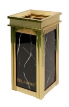Lobby Dustbin — SS + Natural Stone, L280×W280×H620mm