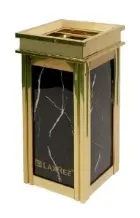 Lobby Dustbin — SS + Natural Stone, L280×W280×H620mm